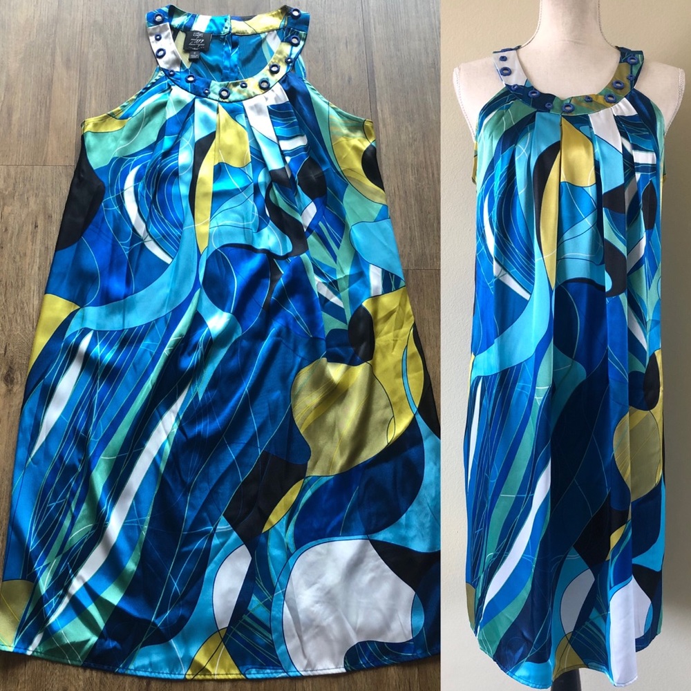 Stunning Blue & Chartreuse Sun Dress 🐠